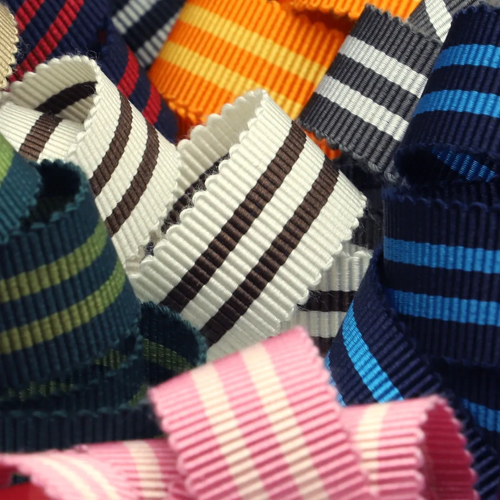 Stripe Grosgrain Ribbon #2 Off White & Carbon Gray