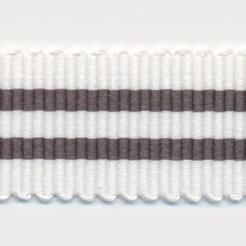 Stripe Grosgrain Ribbon #2 Off White & Carbon Gray