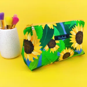 Sunny Flowers Medium Makeup Bag. Kasey Rainbow Design.
