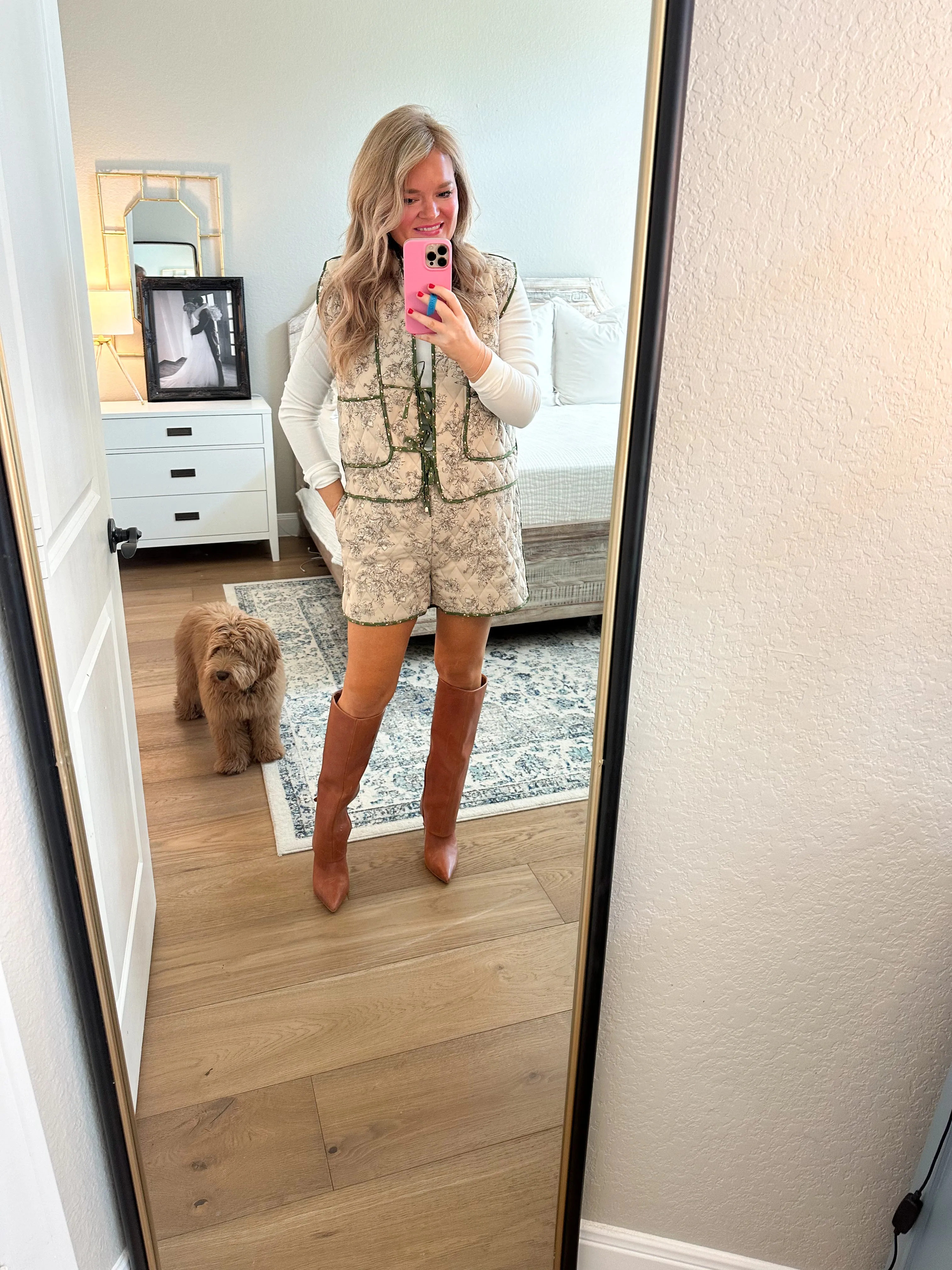 Taupe Quilted  Floral Vest