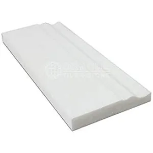 Thassos White Greek Marble Baseboard Trim Molding, Honed