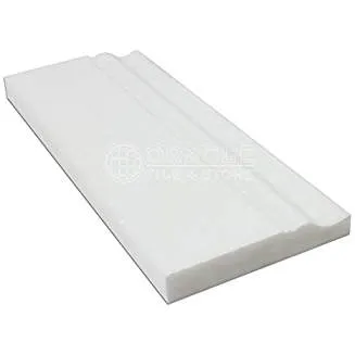 Thassos White Greek Marble Baseboard Trim Molding, Honed
