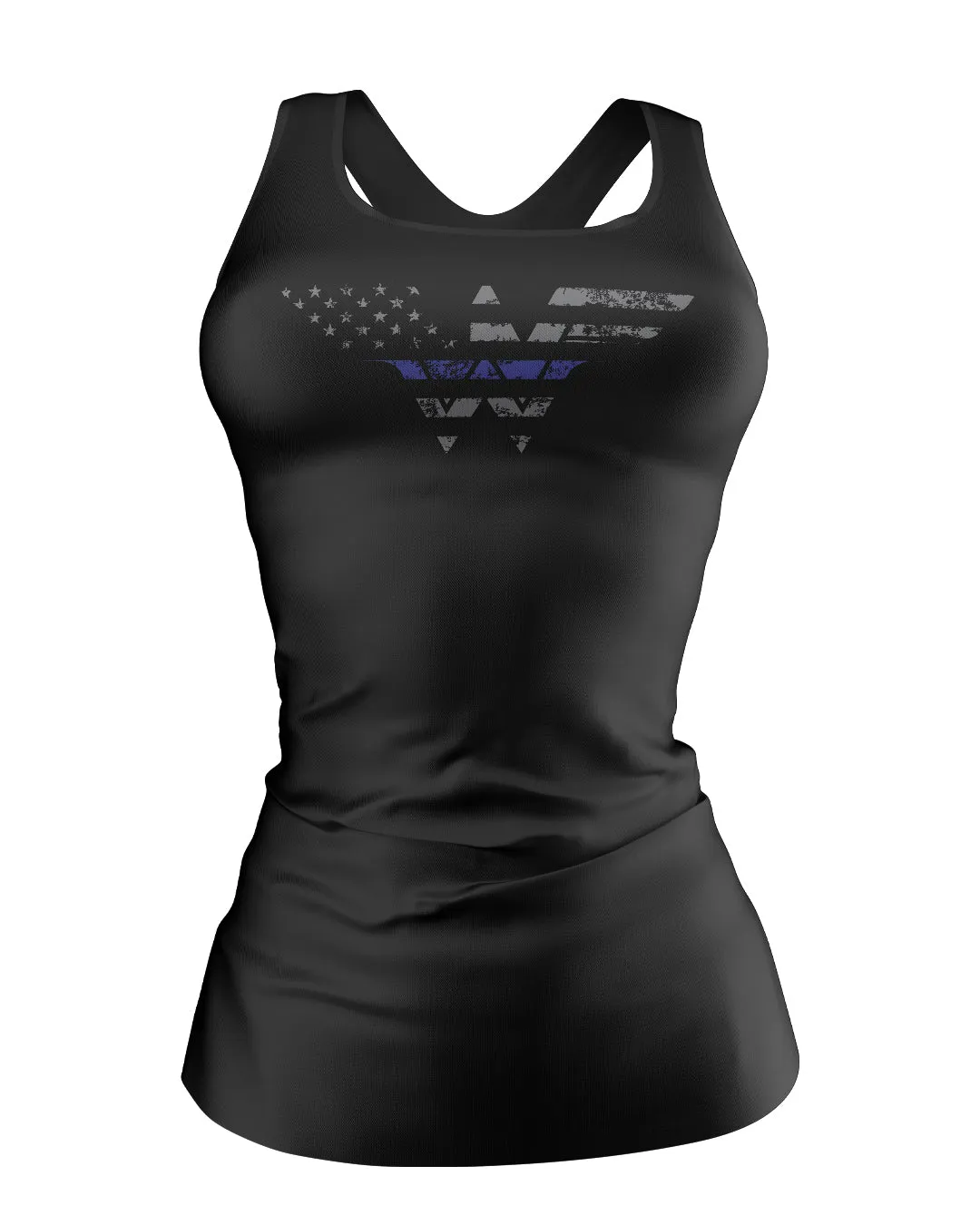 Thin Blue Line Woman Warrior Racerback Tank