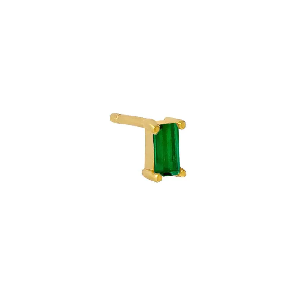 Tiny Colored Baguette Stud Earring