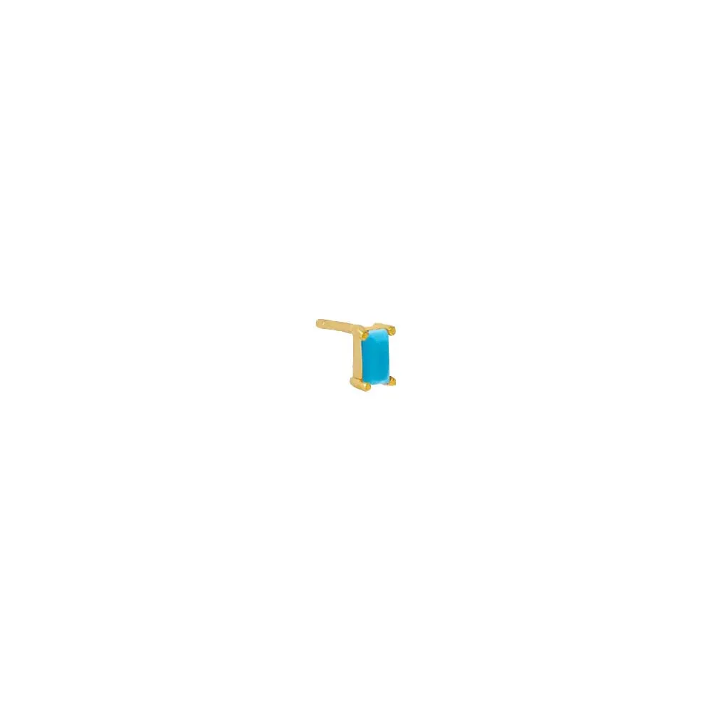 Tiny Colored Baguette Stud Earring