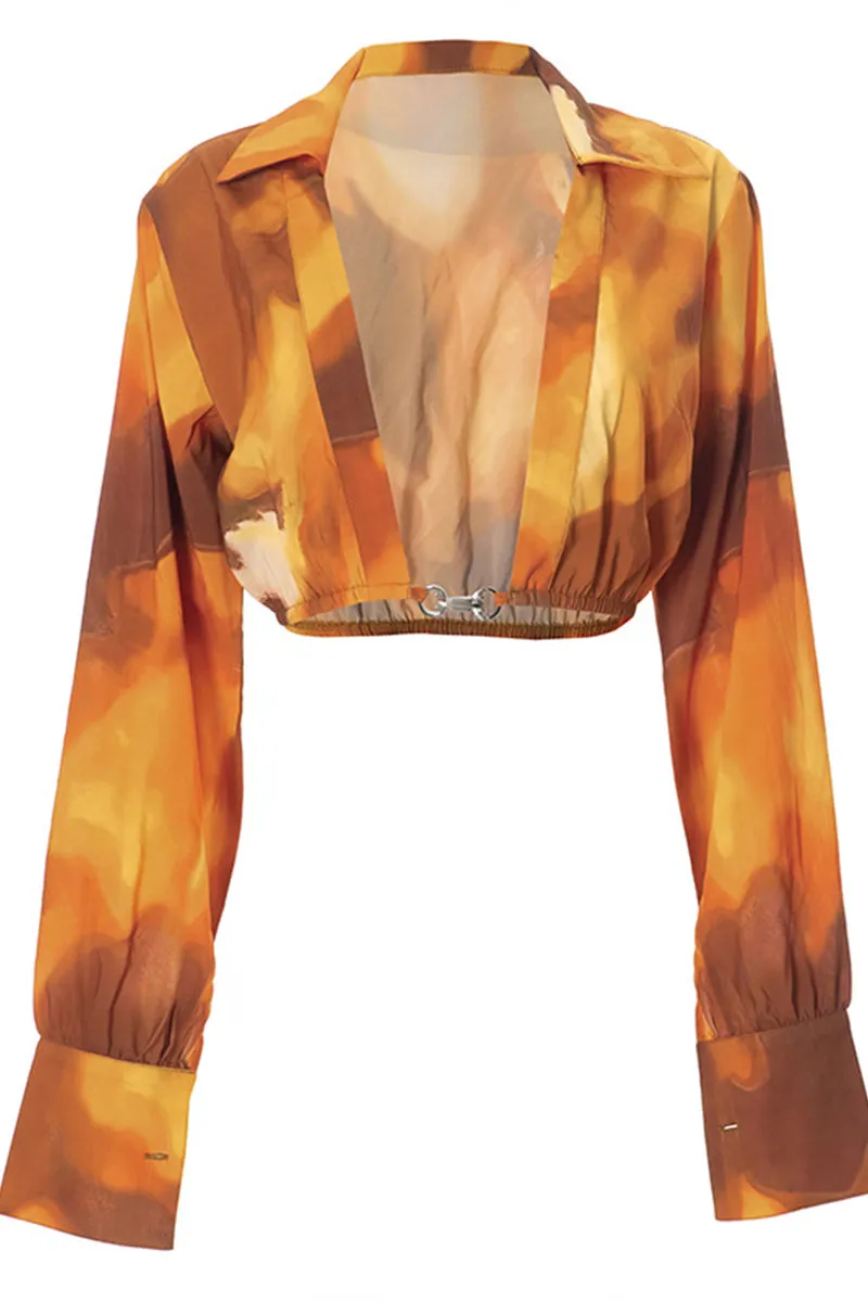 TS3156 Tie Dye Crop Shirt Top