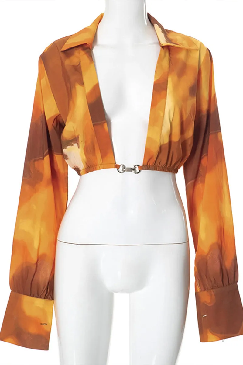 TS3156 Tie Dye Crop Shirt Top