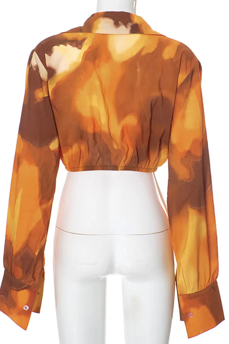 TS3156 Tie Dye Crop Shirt Top