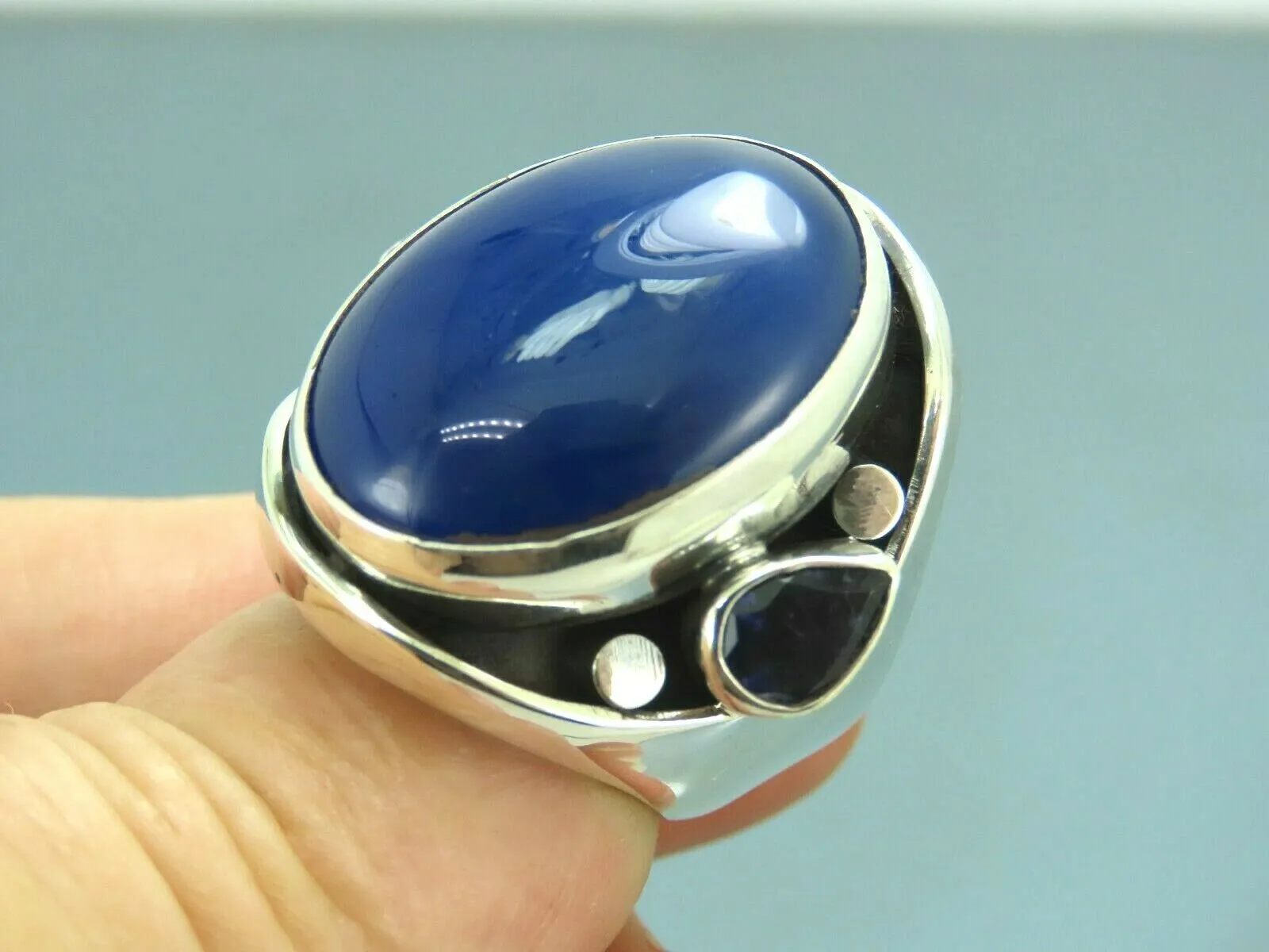 Turkish Handmade Jewelry 925 Sterling Silver Agate Stone Mens Rings