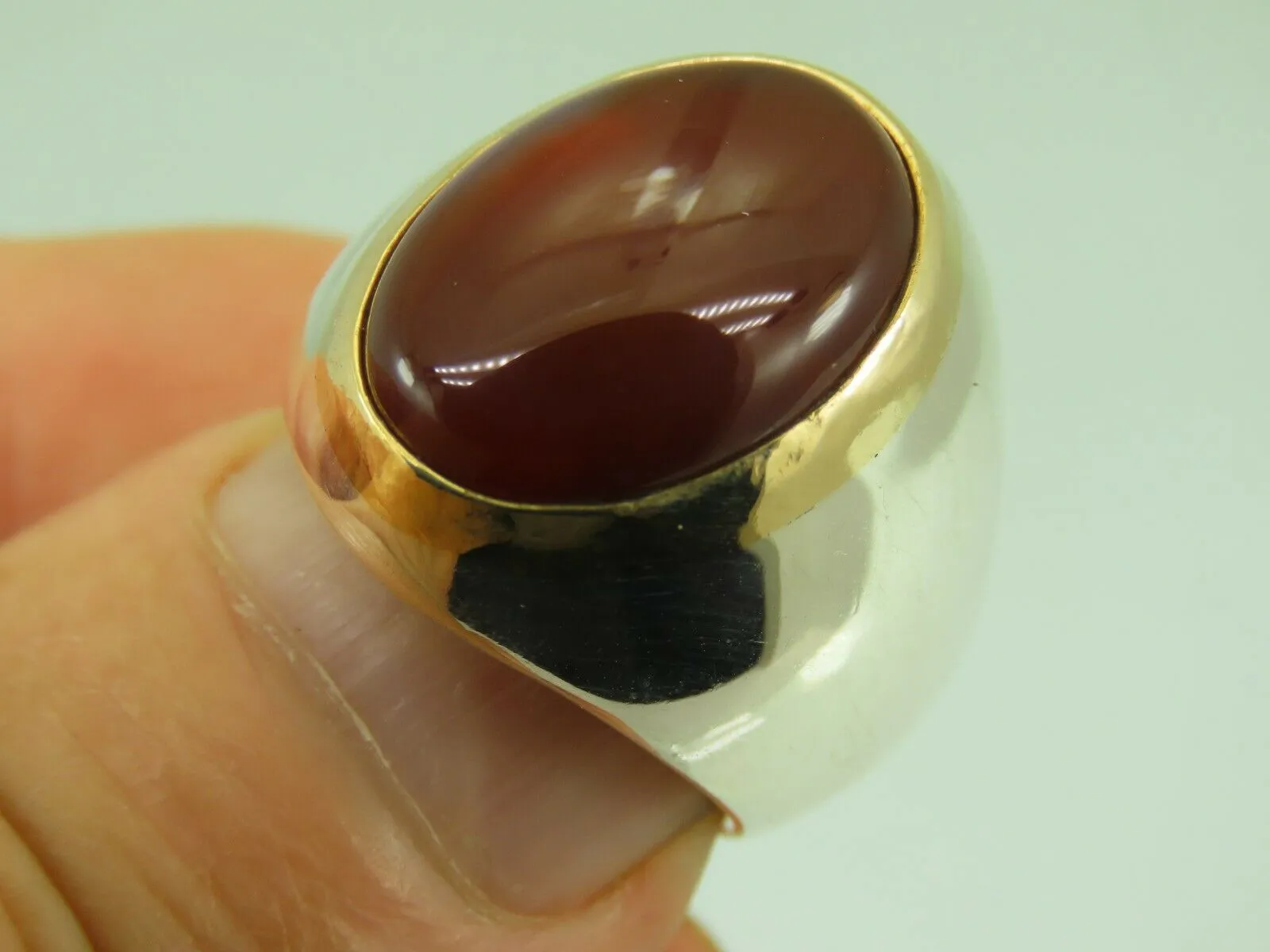 Turkish Handmade Jewelry 925 Sterling Silver Agate Stone Mens Rings