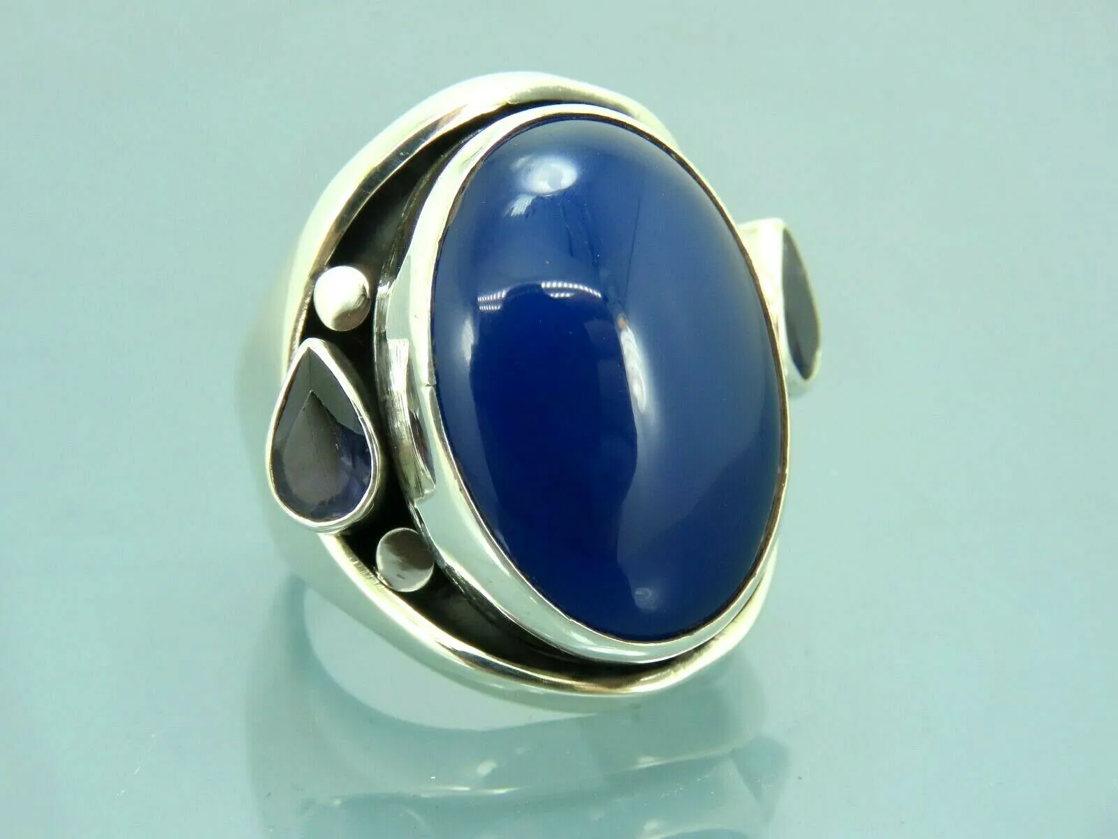 Turkish Handmade Jewelry 925 Sterling Silver Agate Stone Mens Rings