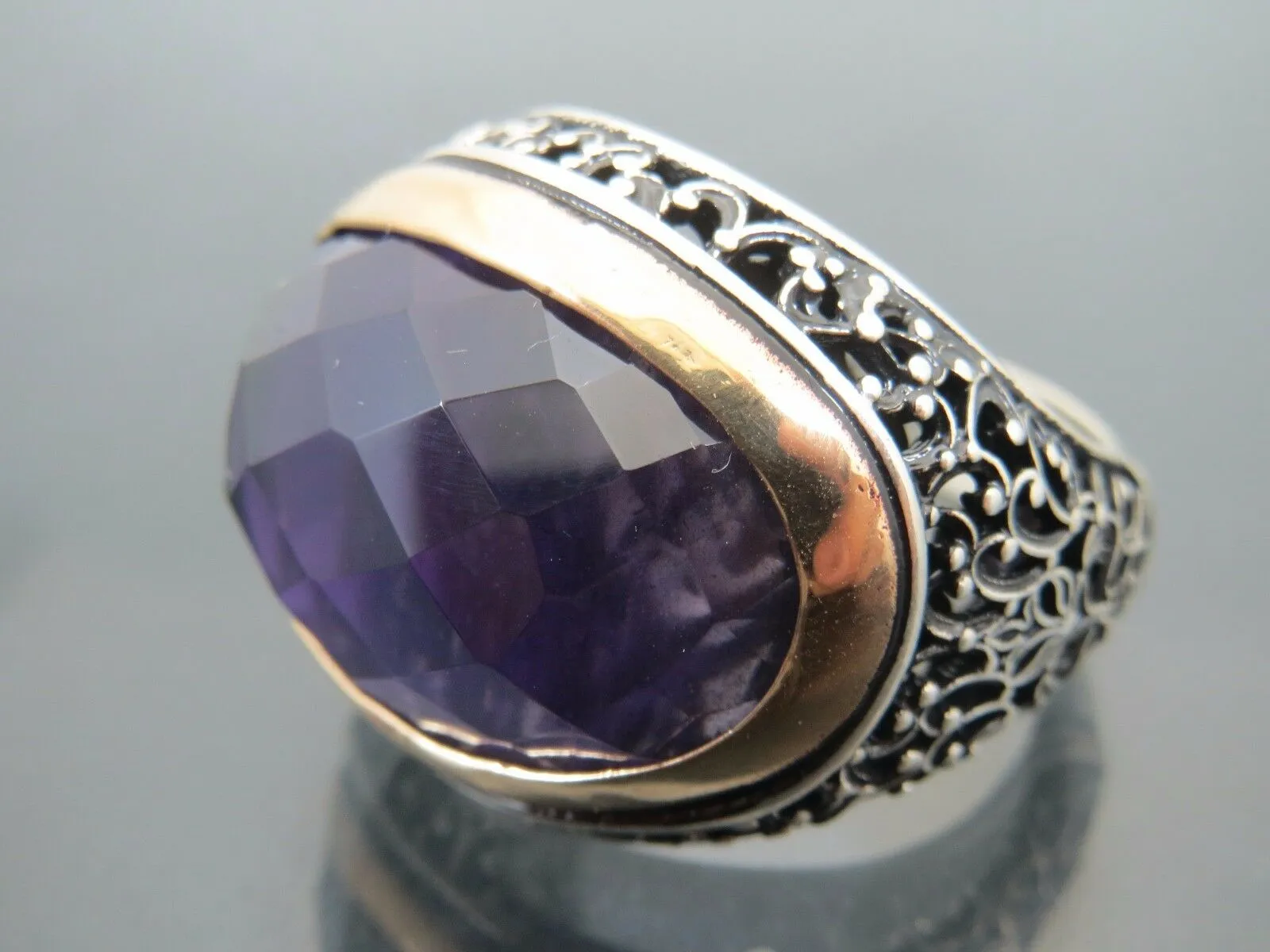 Turkish Handmade Jewelry 925 Sterling Silver Amethyst Stone Mens Rings