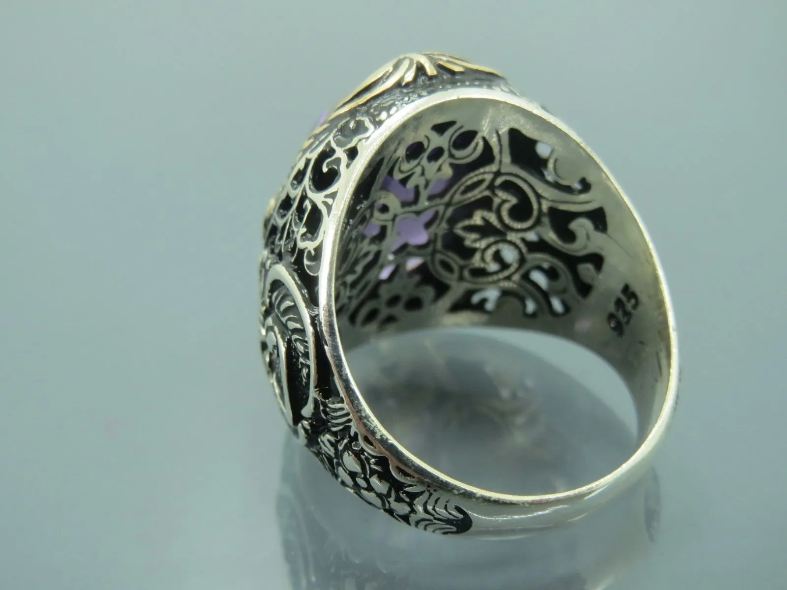 Turkish Handmade Jewelry 925 Sterling Silver Amethyst Stone Men's Rings