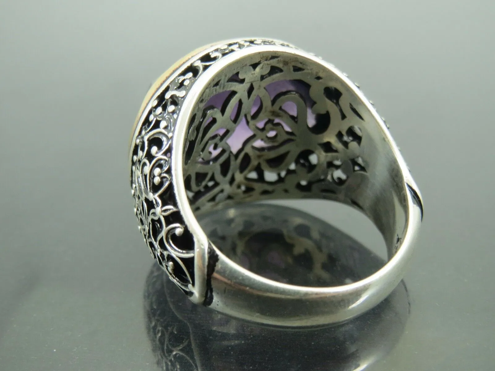 Turkish Handmade Jewelry 925 Sterling Silver Amethyst Stone Mens Rings