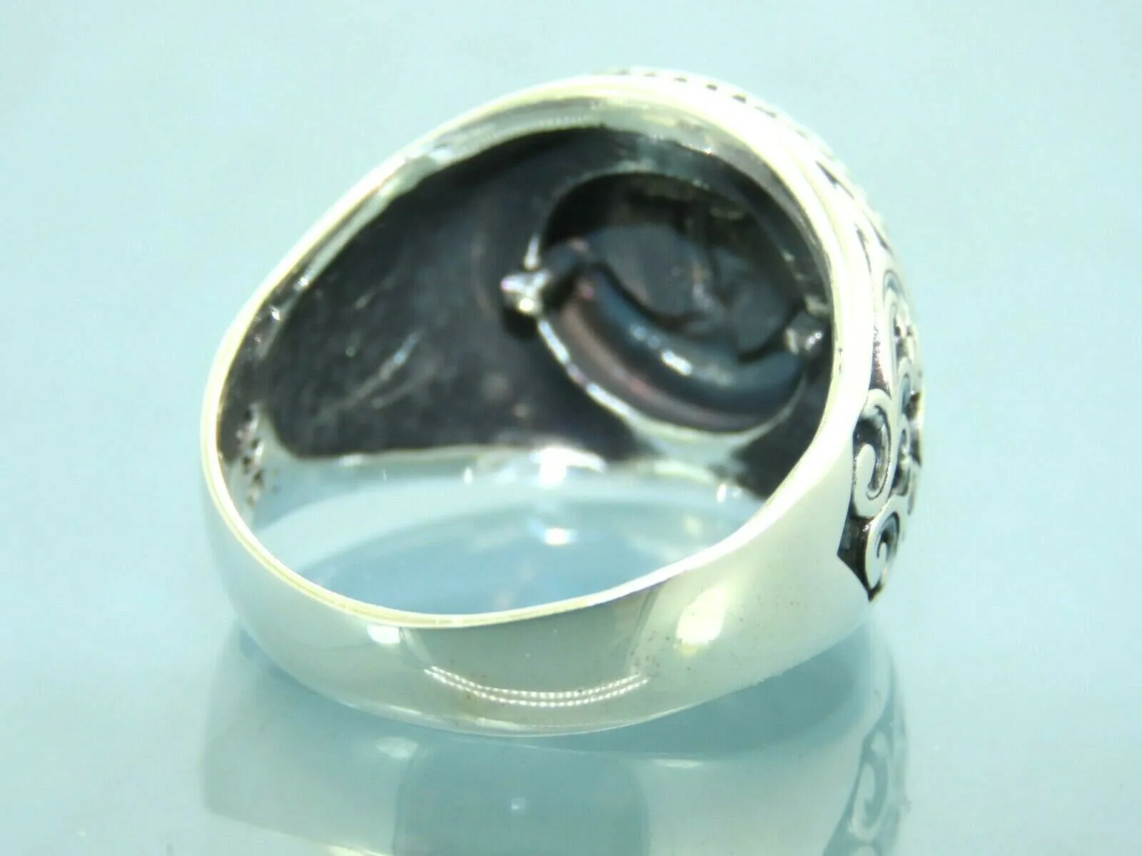 Turkish Handmade Jewelry 925 Sterling Silver Anchor Design Engraved Mens Rings