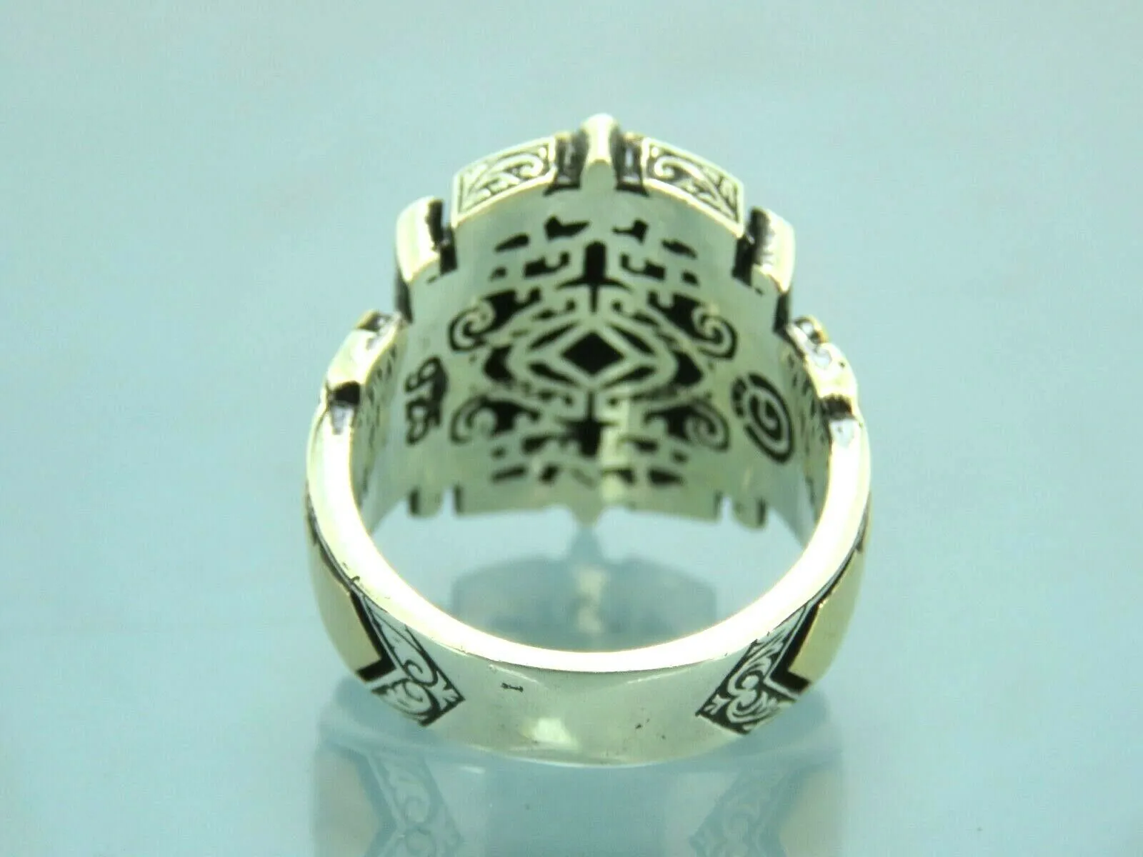 Turkish Handmade Jewelry 925 Sterling Silver Aventurine Stone Mens Rings