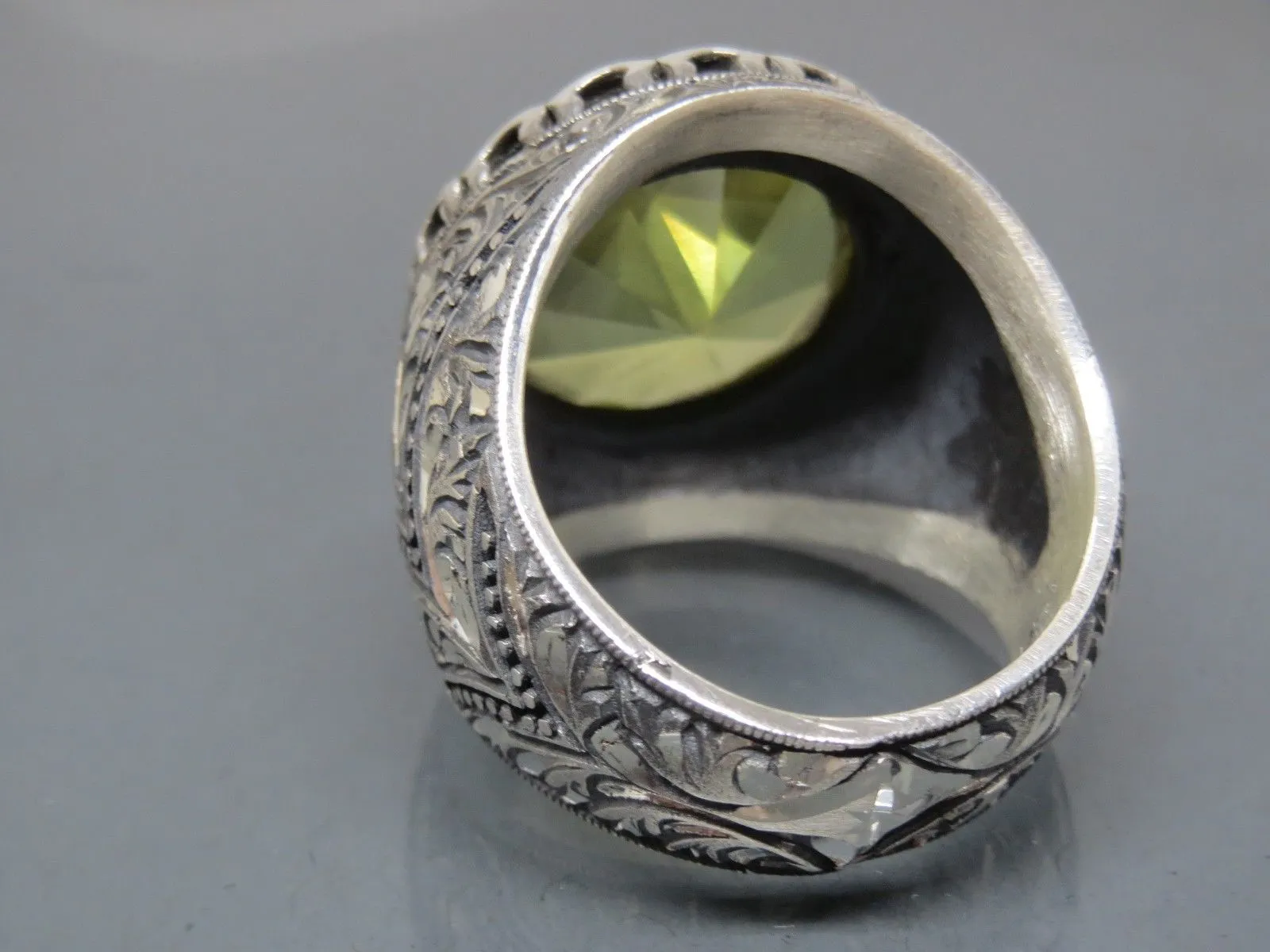 Turkish Handmade Jewelry 925 Sterling Silver Citrine Stone Mens Rings