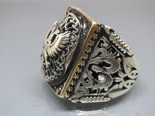 Turkish Handmade Jewelry 925 Sterling Silver Eagle Design Mens Rings