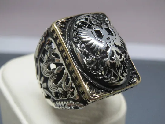 Turkish Handmade Jewelry 925 Sterling Silver Eagle Design Mens Rings