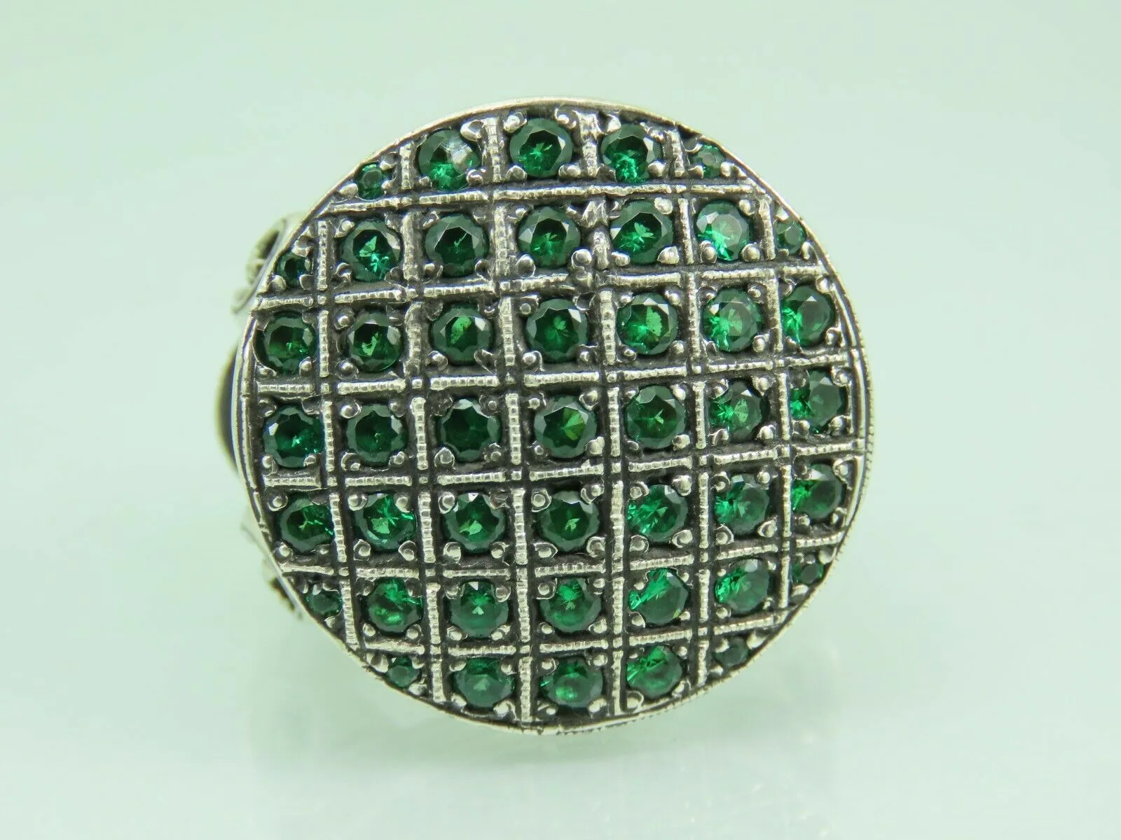 Turkish Handmade Jewelry 925 Sterling Silver Emerald Stone Mens Rings