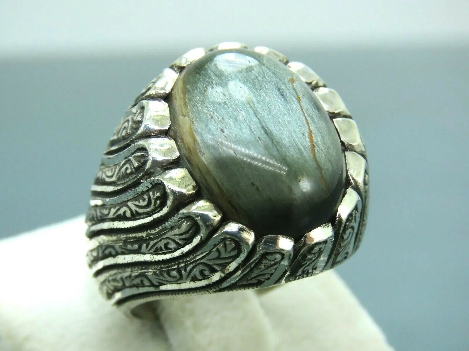 Turkish Handmade Jewelry 925 Sterling Silver Labradorite Stone Men's Rings
