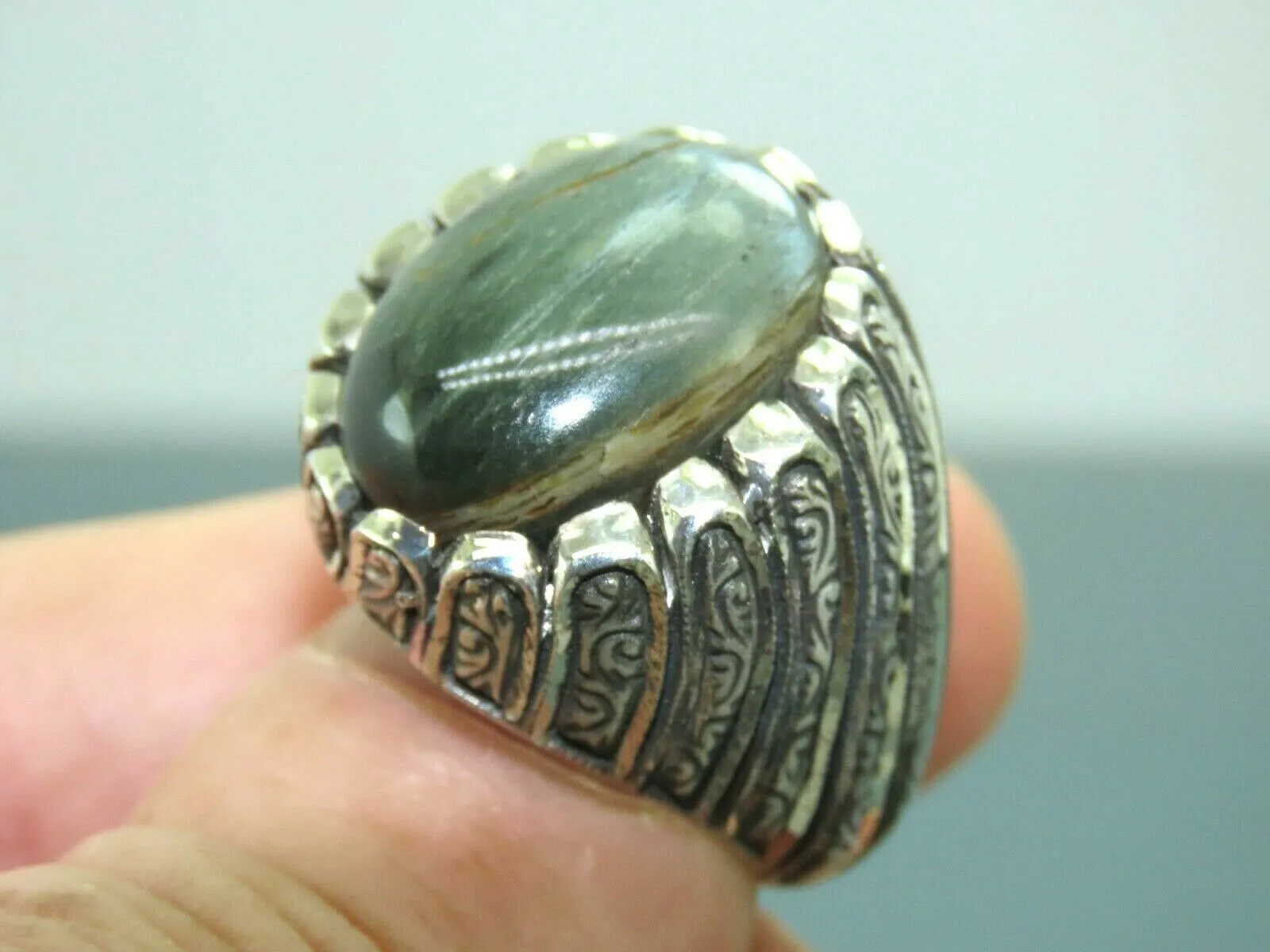 Turkish Handmade Jewelry 925 Sterling Silver Labradorite Stone Men's Rings
