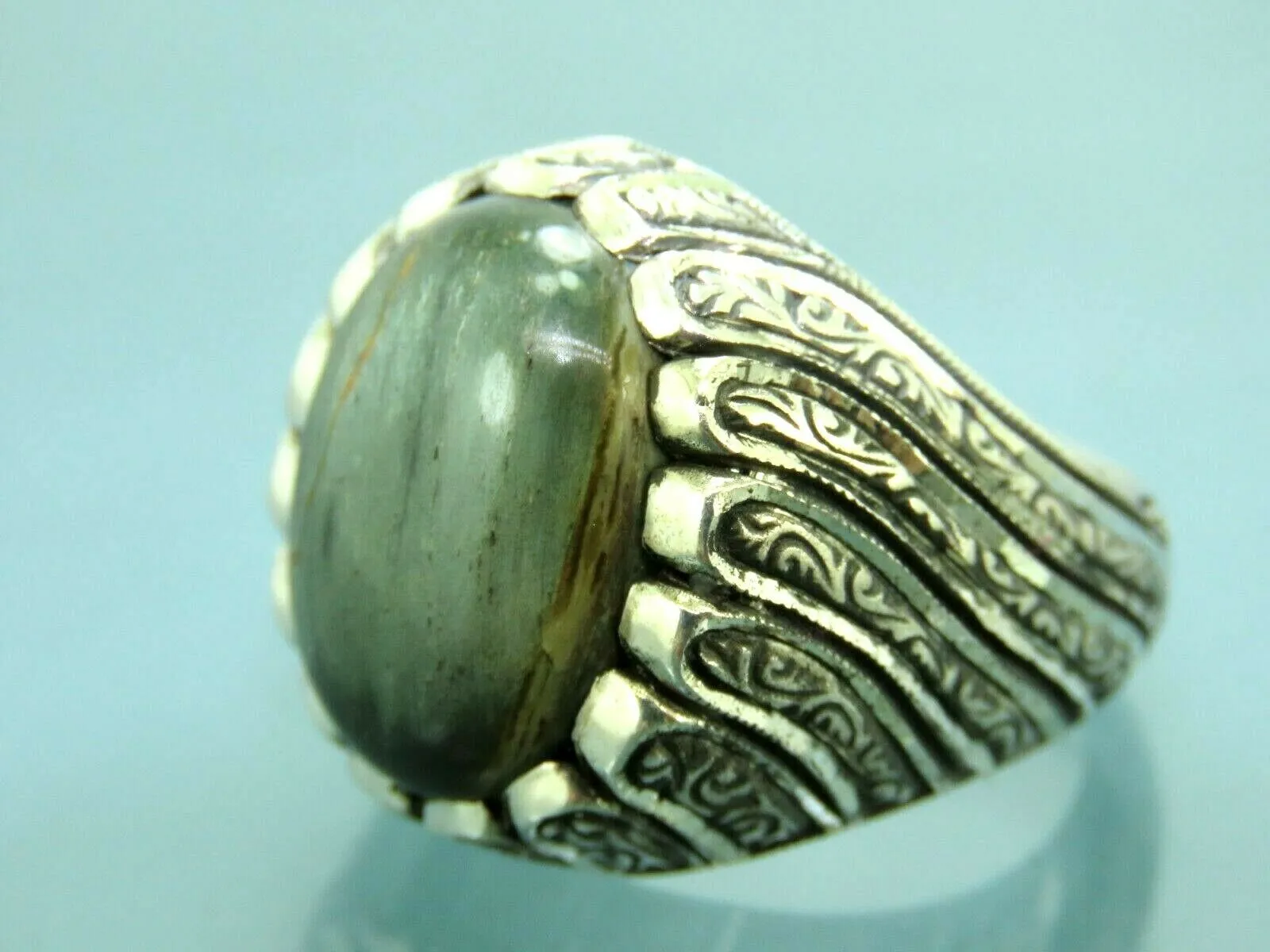 Turkish Handmade Jewelry 925 Sterling Silver Labradorite Stone Men's Rings