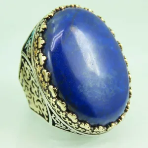 Turkish Handmade Jewelry 925 Sterling Silver Lapis Stone Mens Rings