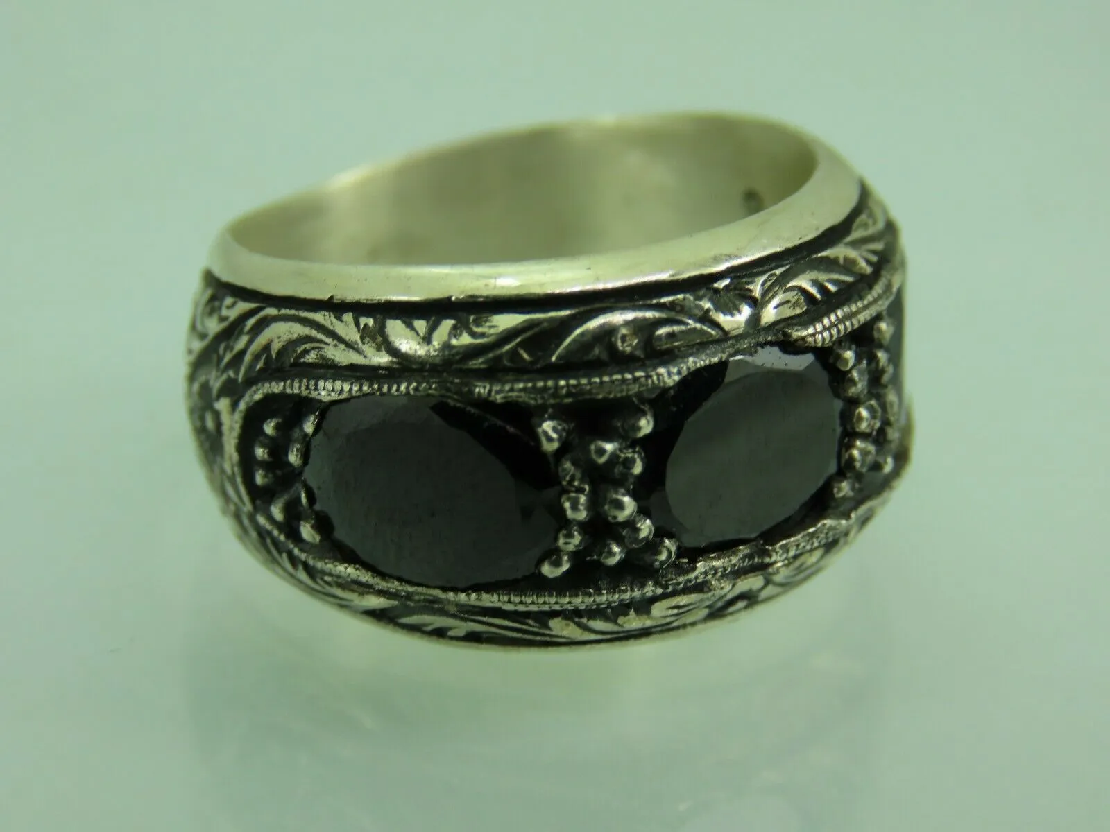 Turkish Handmade Jewelry 925 Sterling Silver Onyx Stone Mens Rings