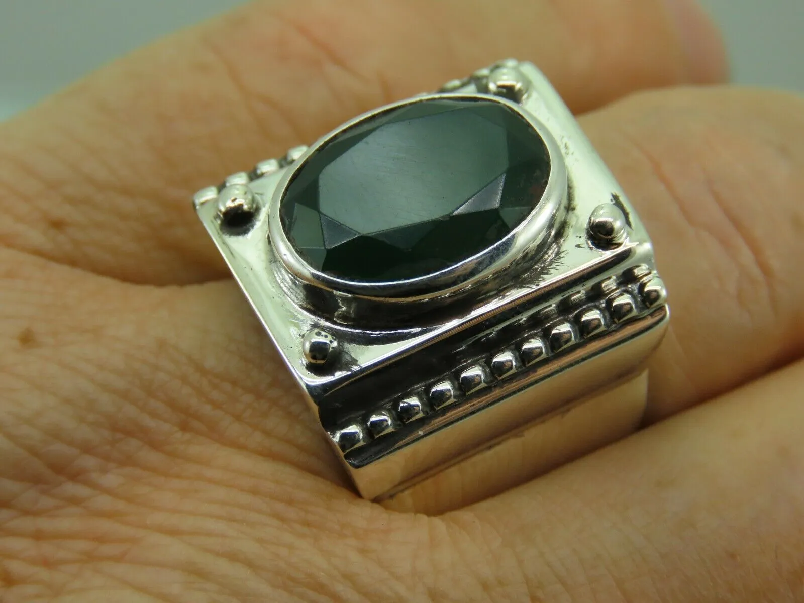 Turkish Handmade Jewelry 925 Sterling Silver Onyx Stone Mens Rings