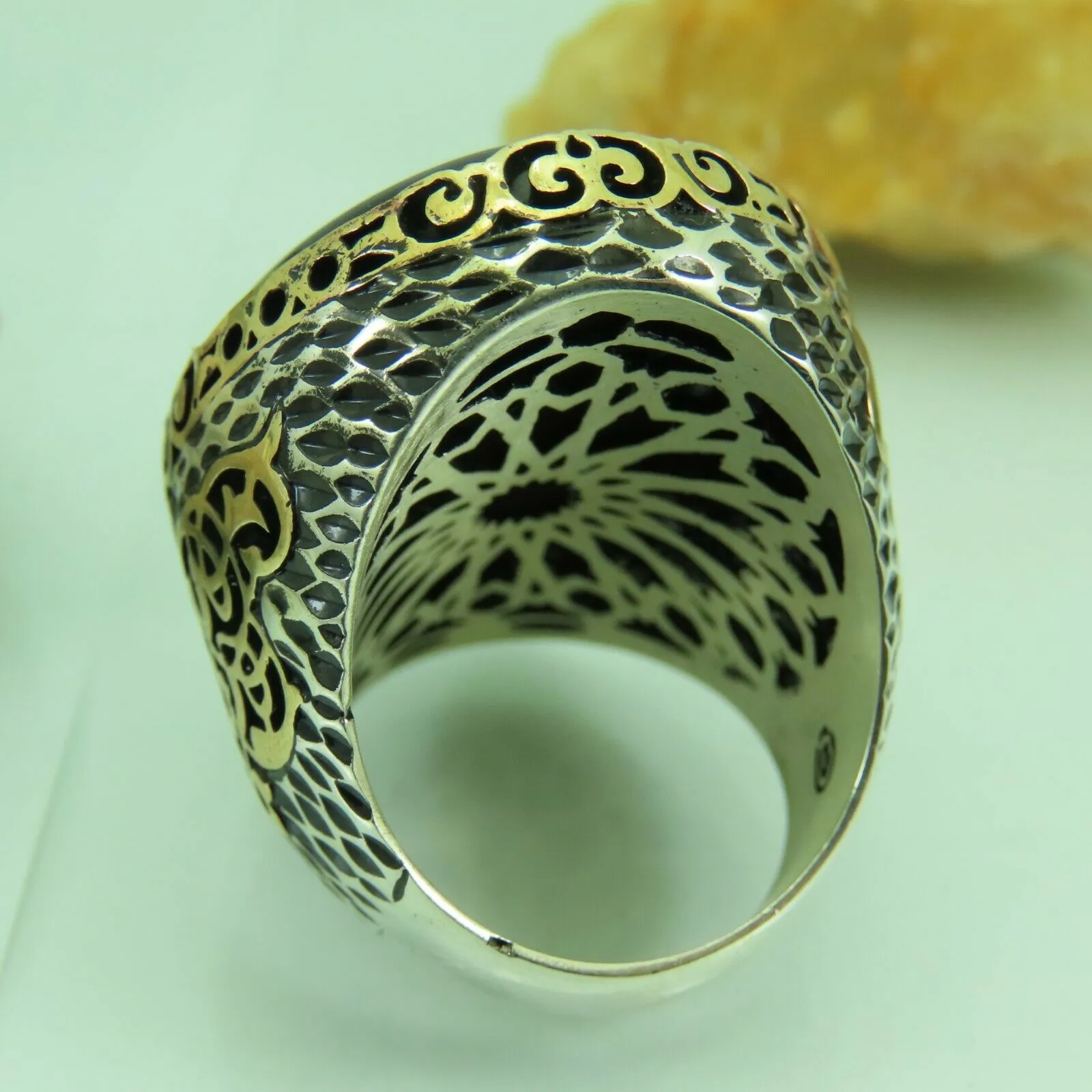 Turkish Handmade Jewelry 925 Sterling Silver Onyx Stone Mens Rings