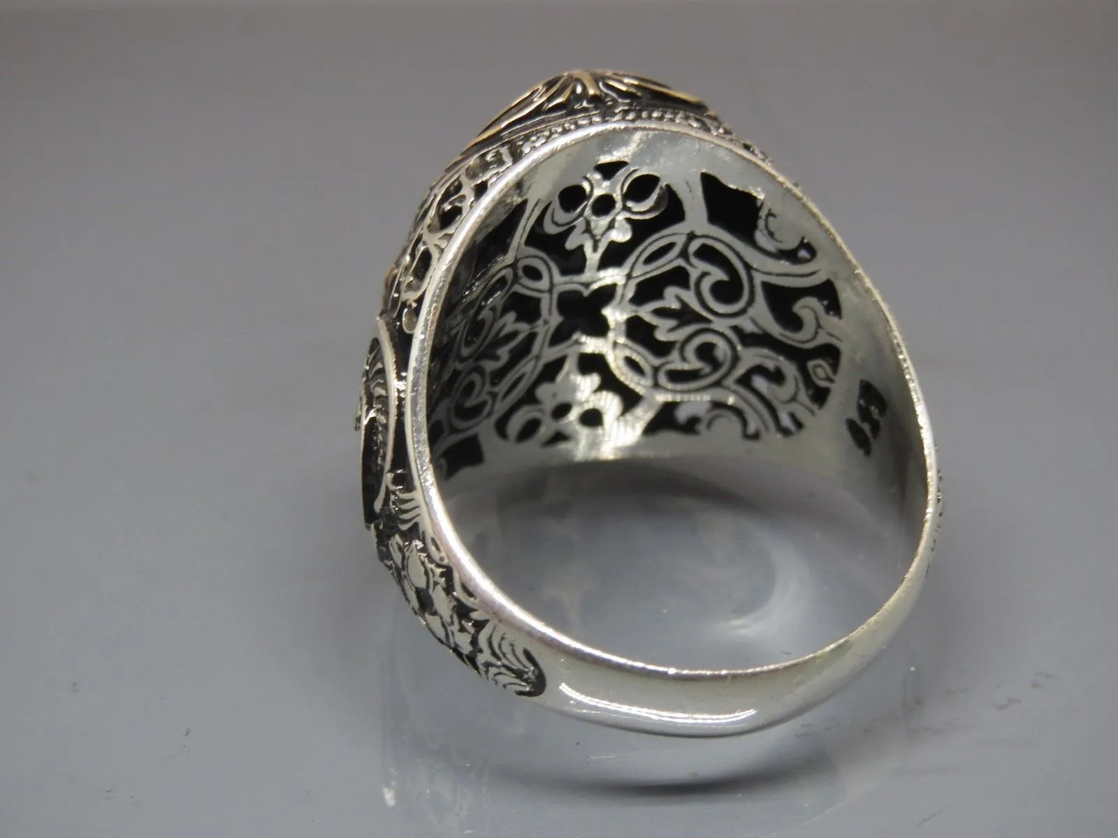 Turkish Handmade Jewelry 925 Sterling Silver Onyx Stone Mens Rings