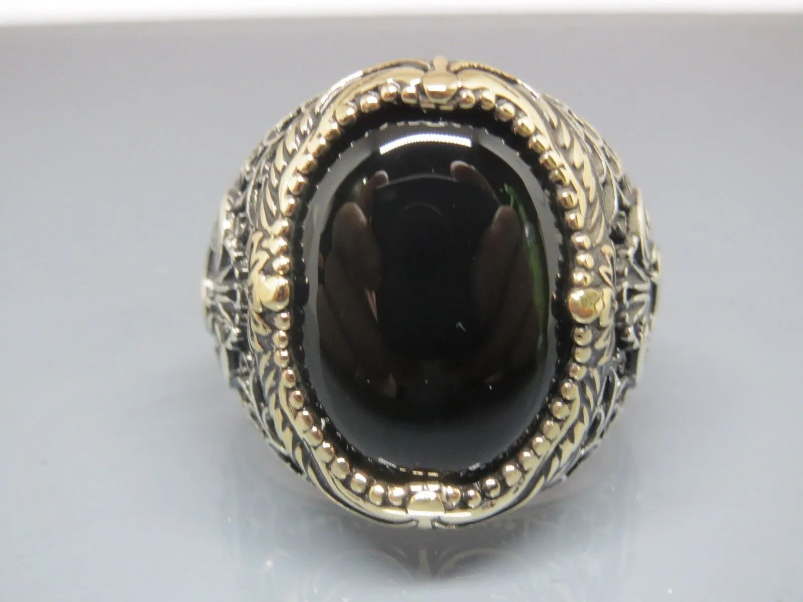 Turkish Handmade Jewelry 925 Sterling Silver Onyx Stone Mens Rings