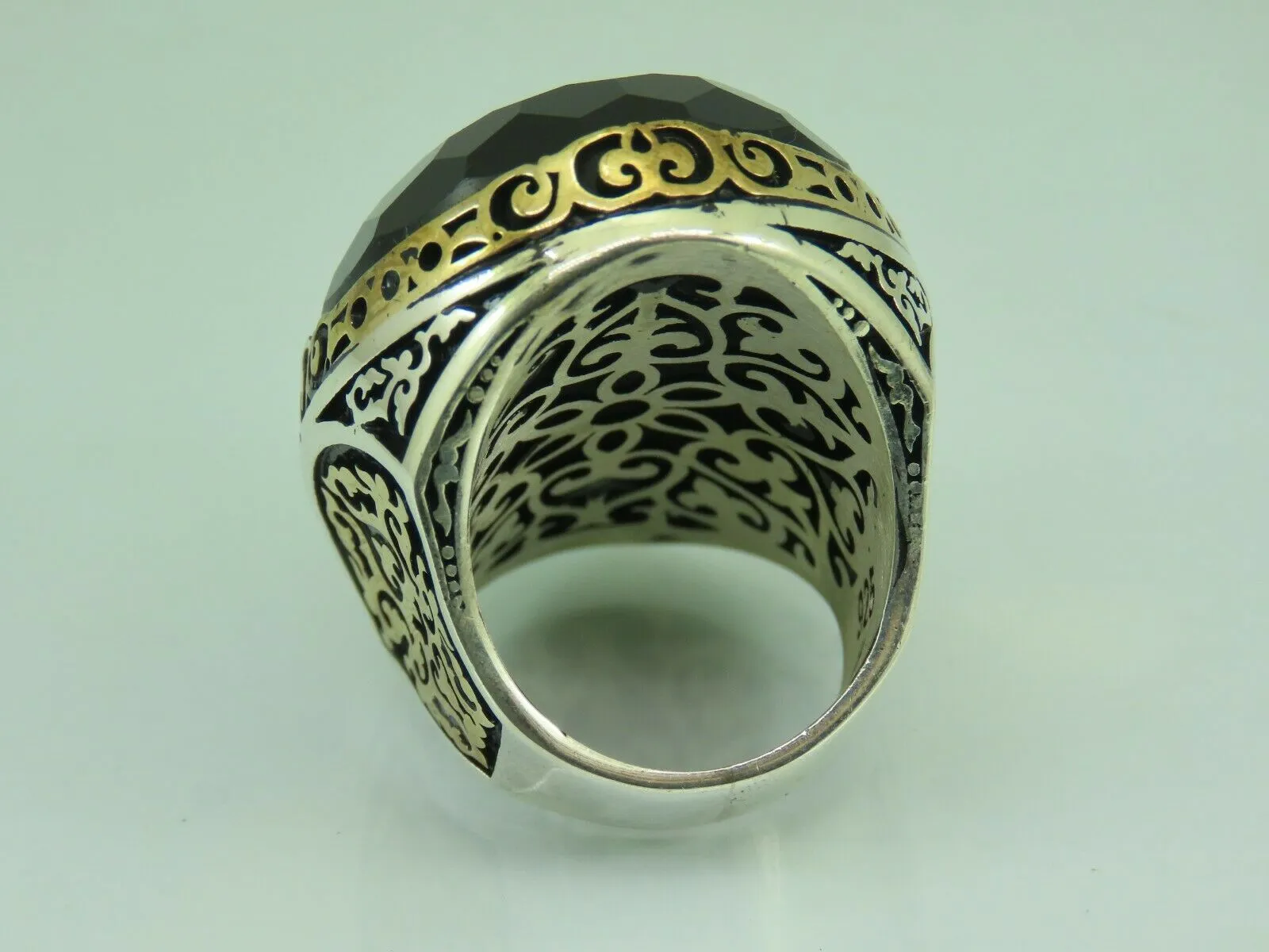 Turkish Handmade Jewelry 925 Sterling Silver Onyx Stone Mens Rings