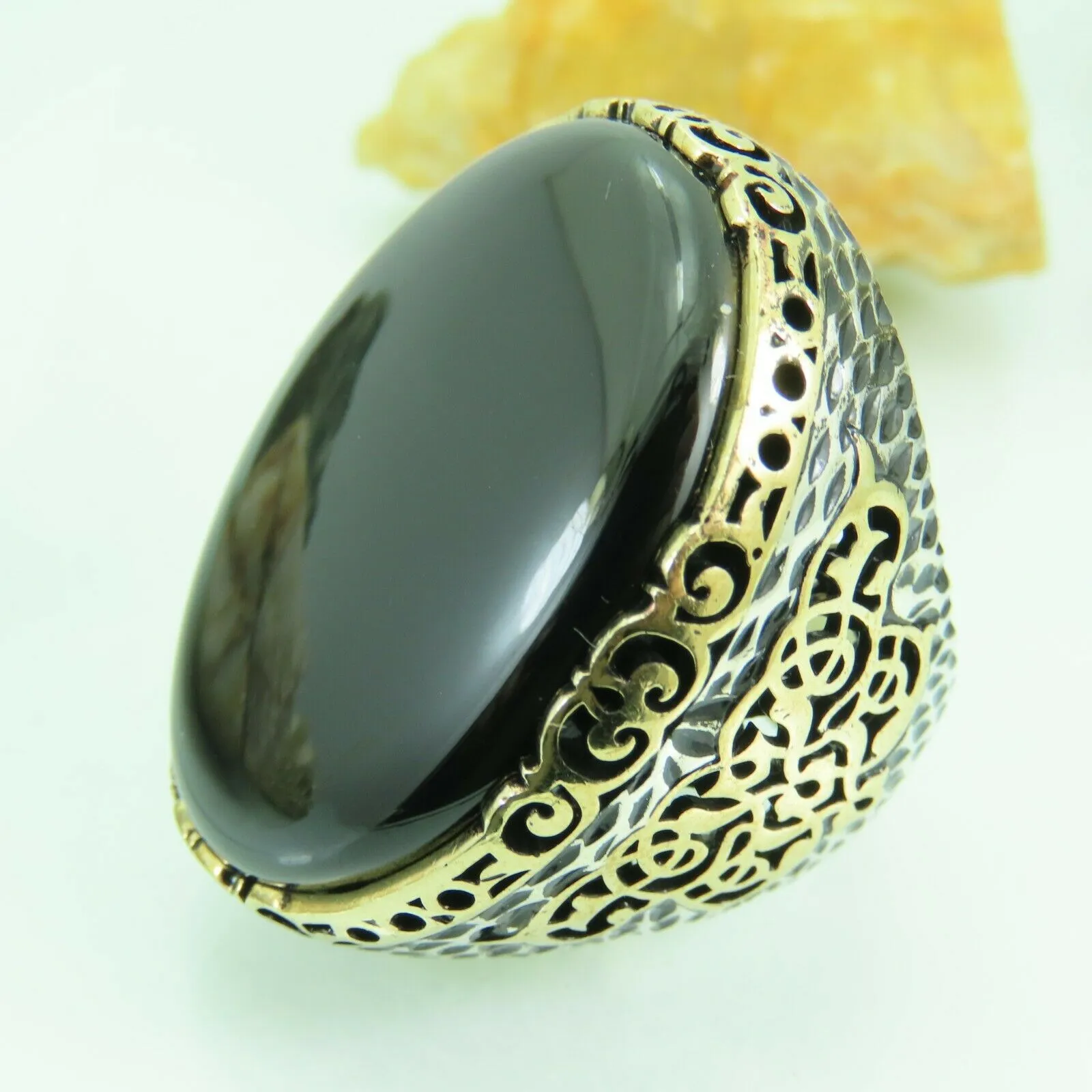 Turkish Handmade Jewelry 925 Sterling Silver Onyx Stone Mens Rings