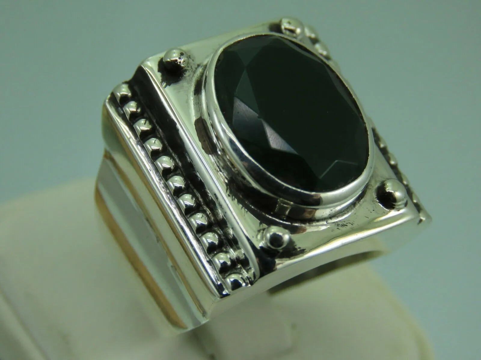Turkish Handmade Jewelry 925 Sterling Silver Onyx Stone Mens Rings