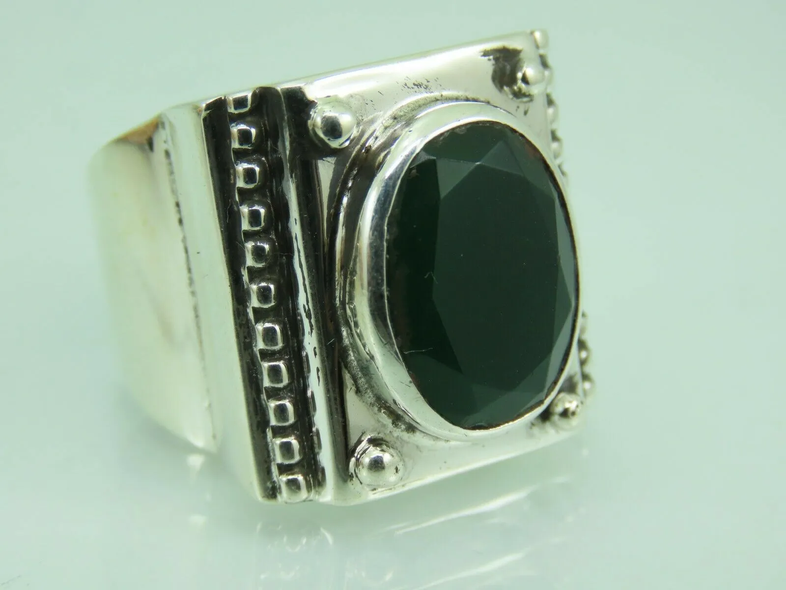 Turkish Handmade Jewelry 925 Sterling Silver Onyx Stone Mens Rings