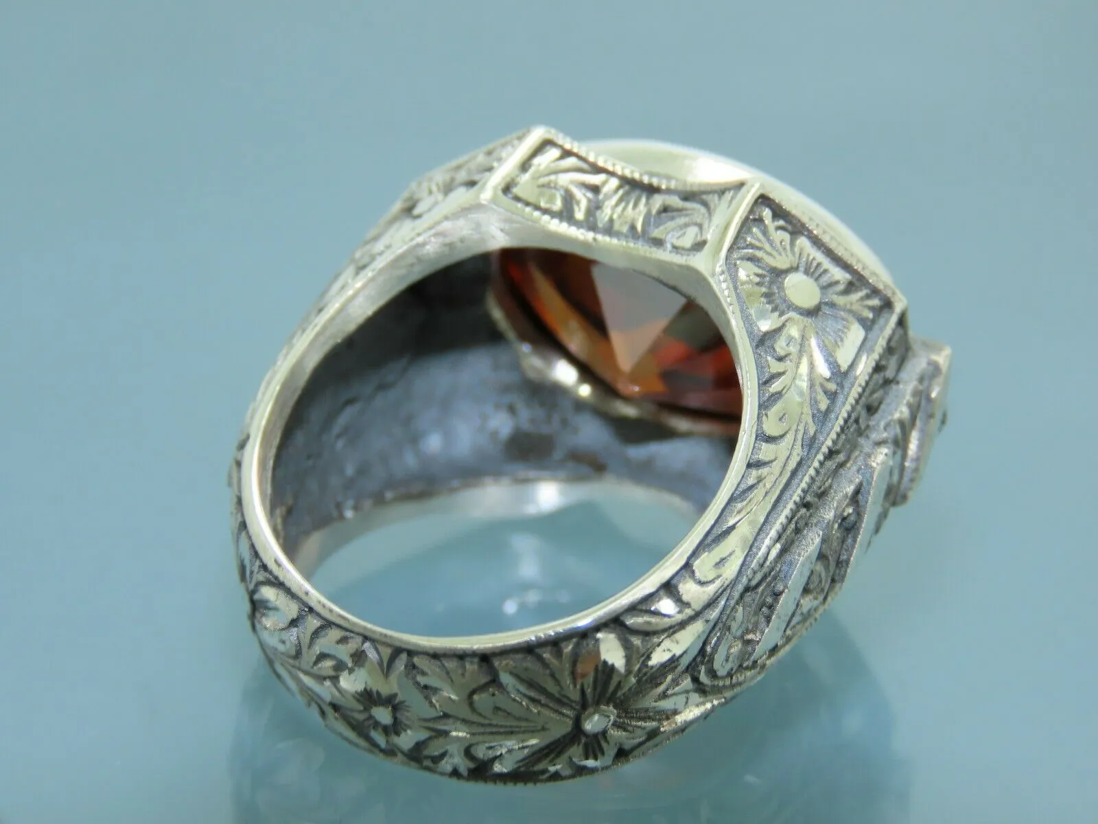 Turkish Handmade Jewelry 925 Sterling Silver Quartz Stone Mens Rings