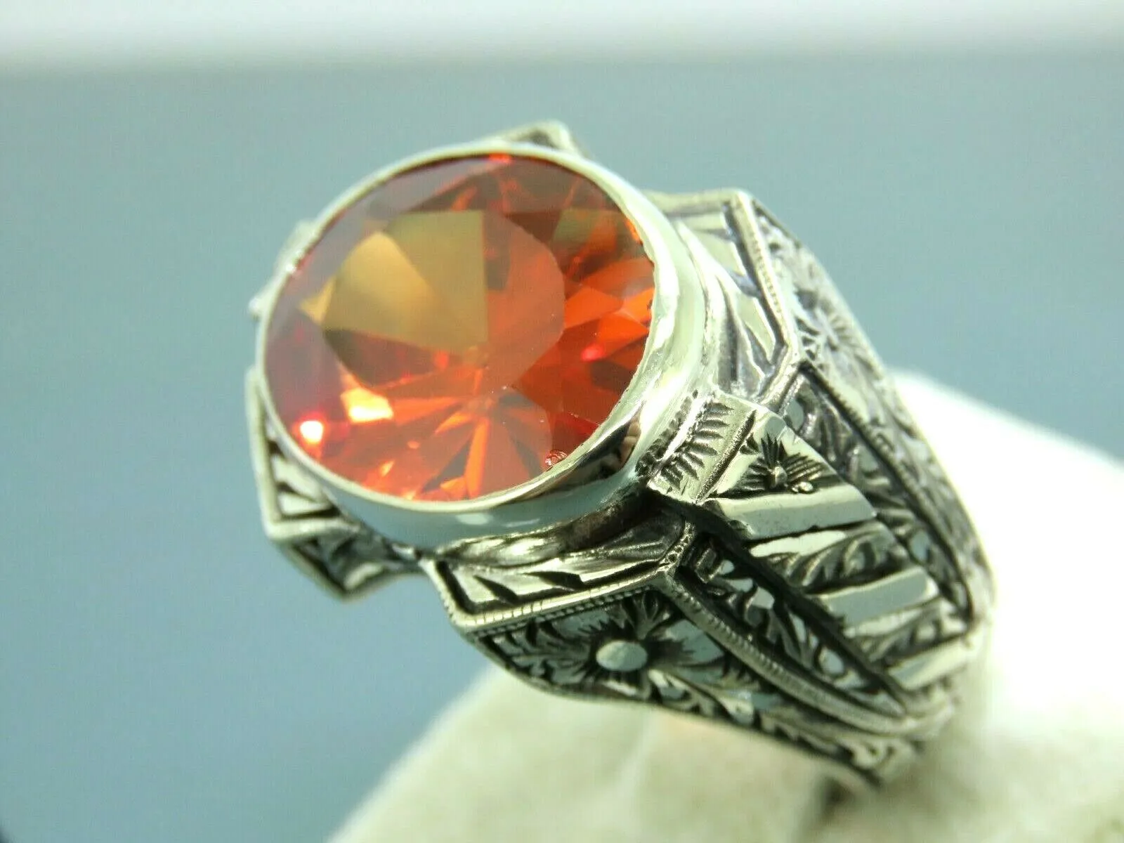 Turkish Handmade Jewelry 925 Sterling Silver Quartz Stone Mens Rings