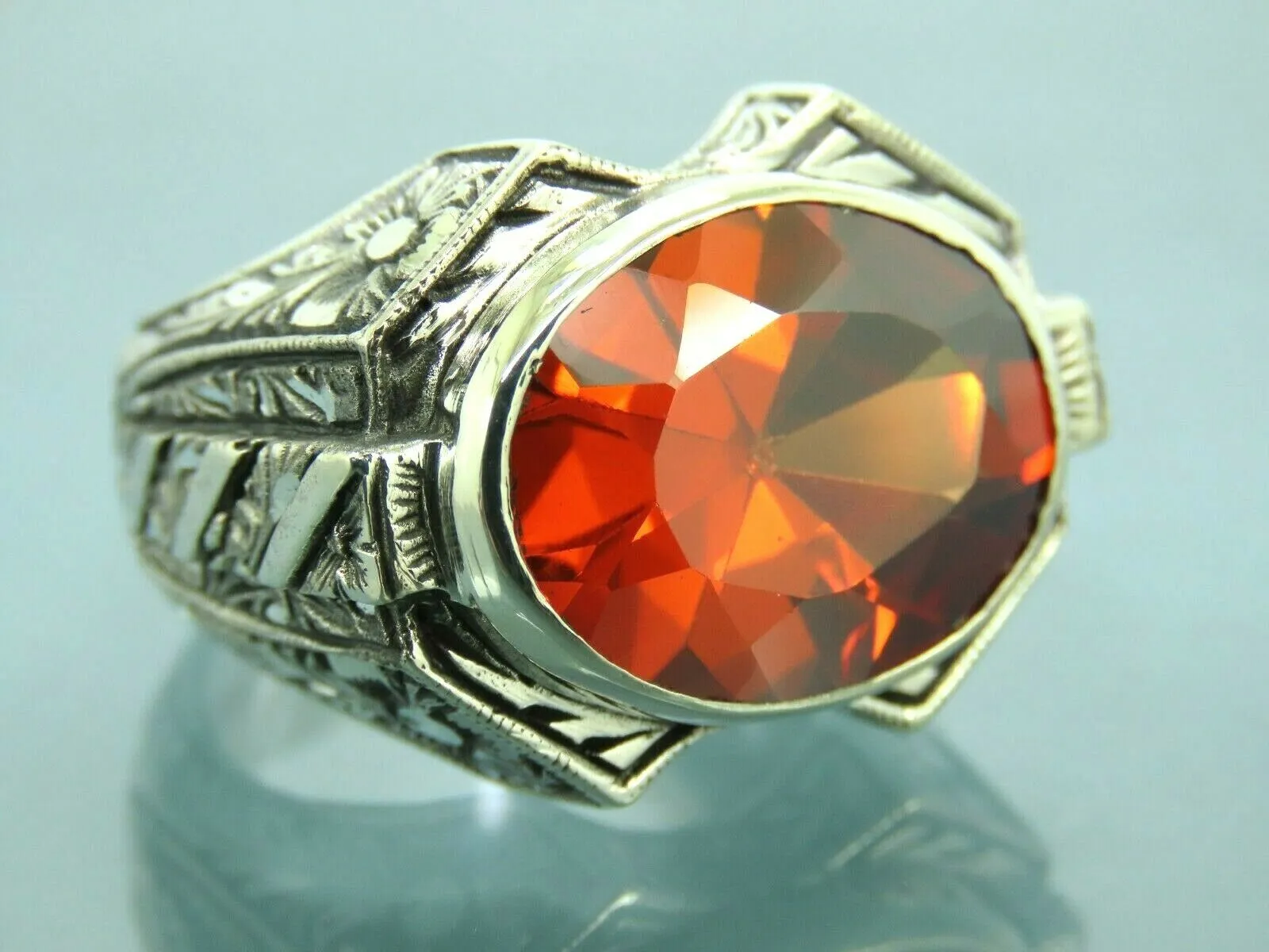 Turkish Handmade Jewelry 925 Sterling Silver Quartz Stone Mens Rings