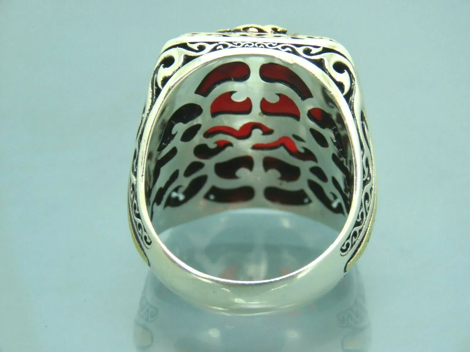 Turkish Handmade Jewelry 925 Sterling Silver Ruby Stone Mens Rings
