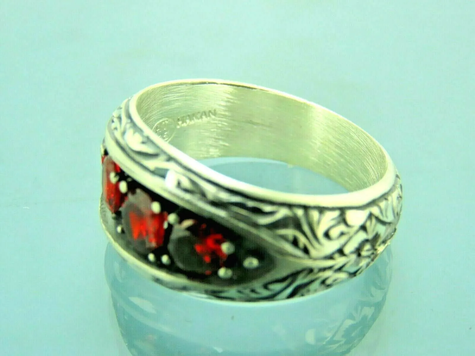 Turkish Handmade Jewelry 925 Sterling Silver Ruby Stone Mens Rings