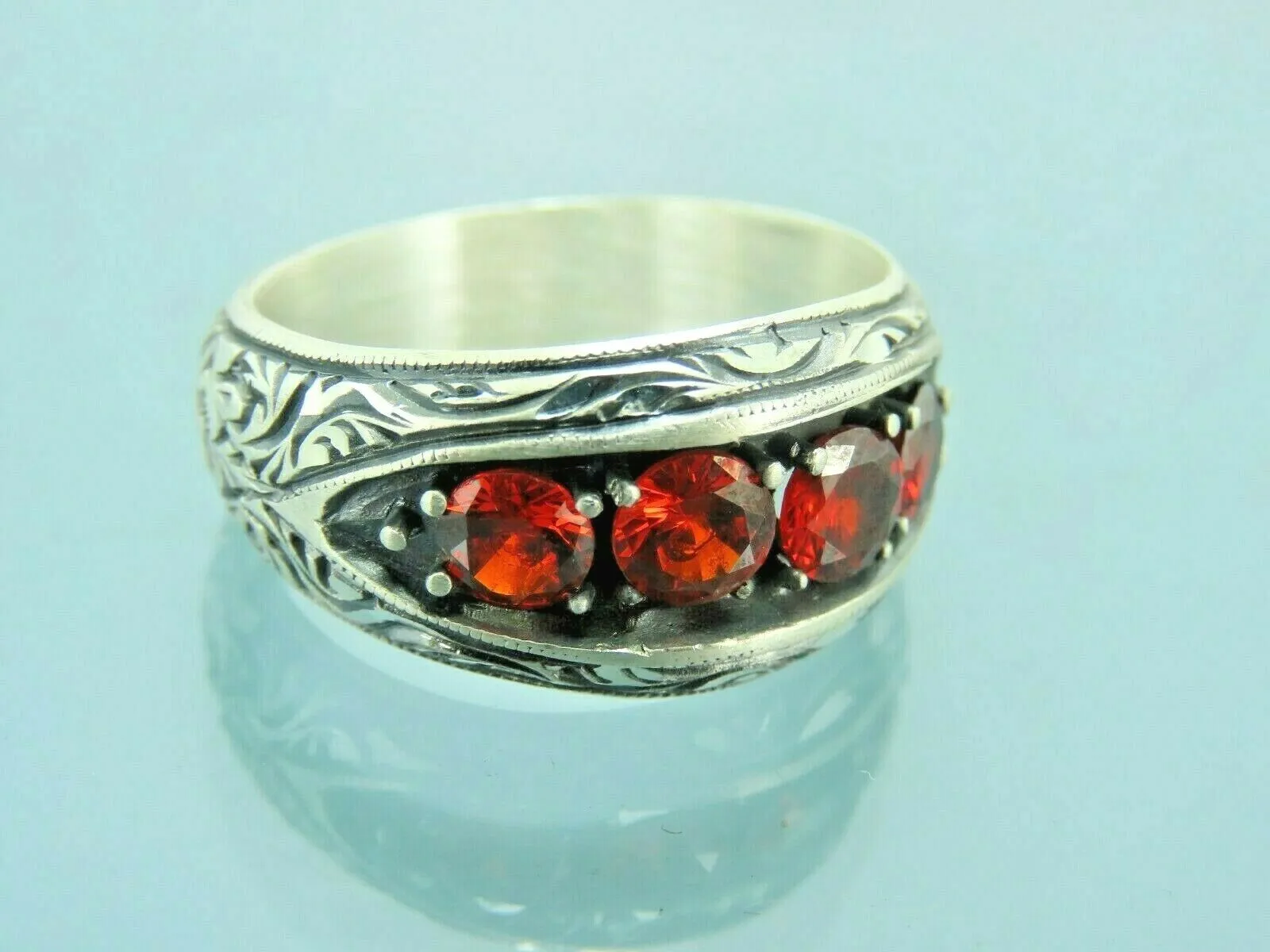 Turkish Handmade Jewelry 925 Sterling Silver Ruby Stone Mens Rings