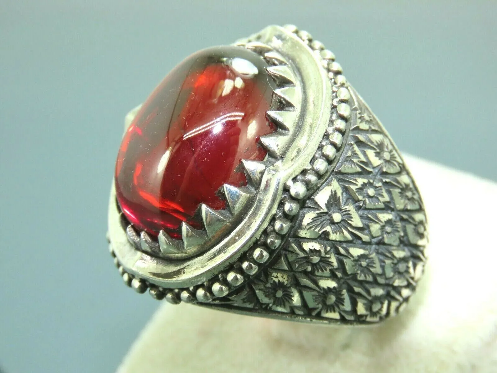 Turkish Handmade Jewelry 925 Sterling Silver Ruby Stone Mens Rings