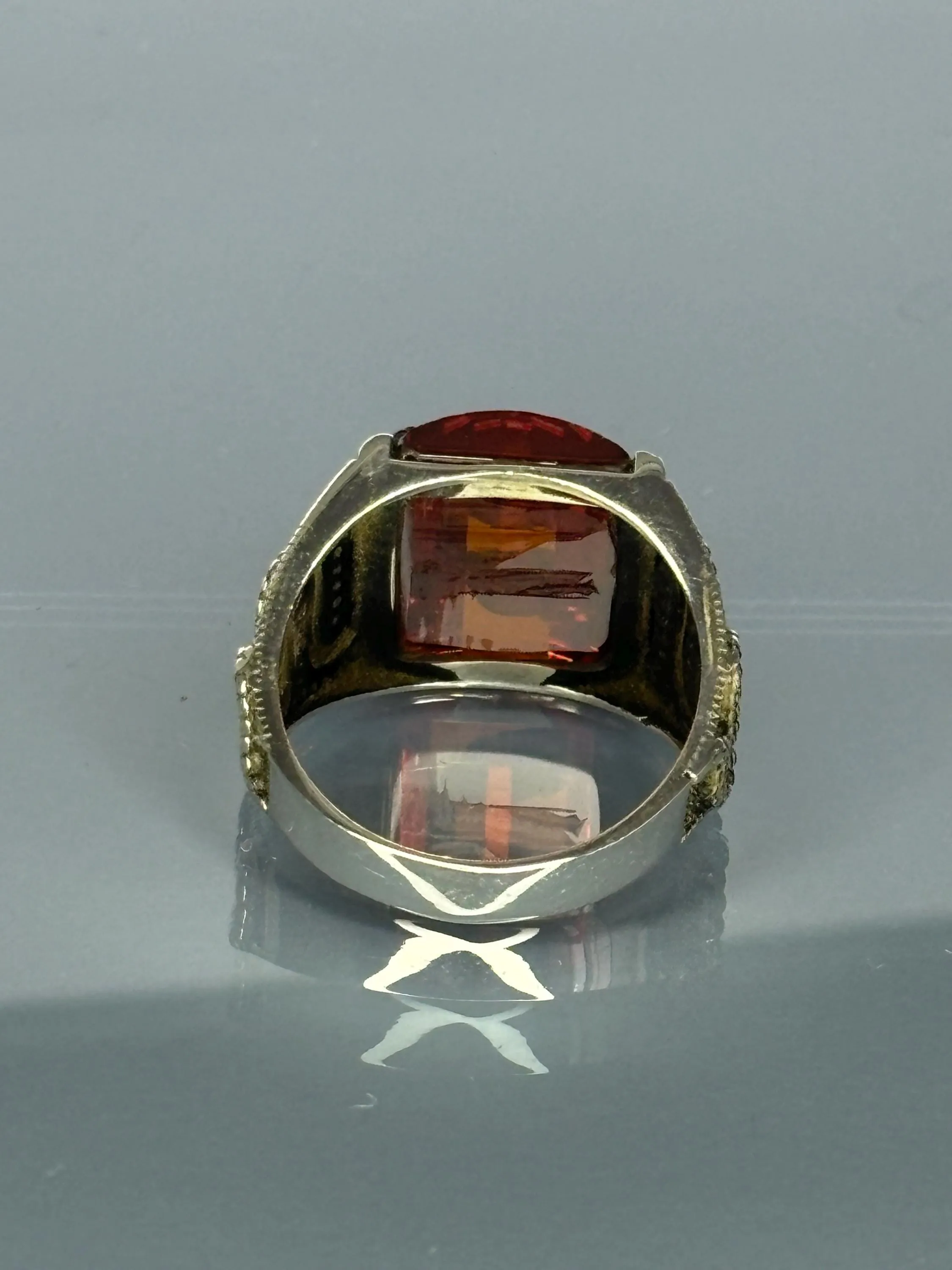 Turkish Handmade Jewelry 925 Sterling Silver Ruby Stone Snake Design Mens Rings
