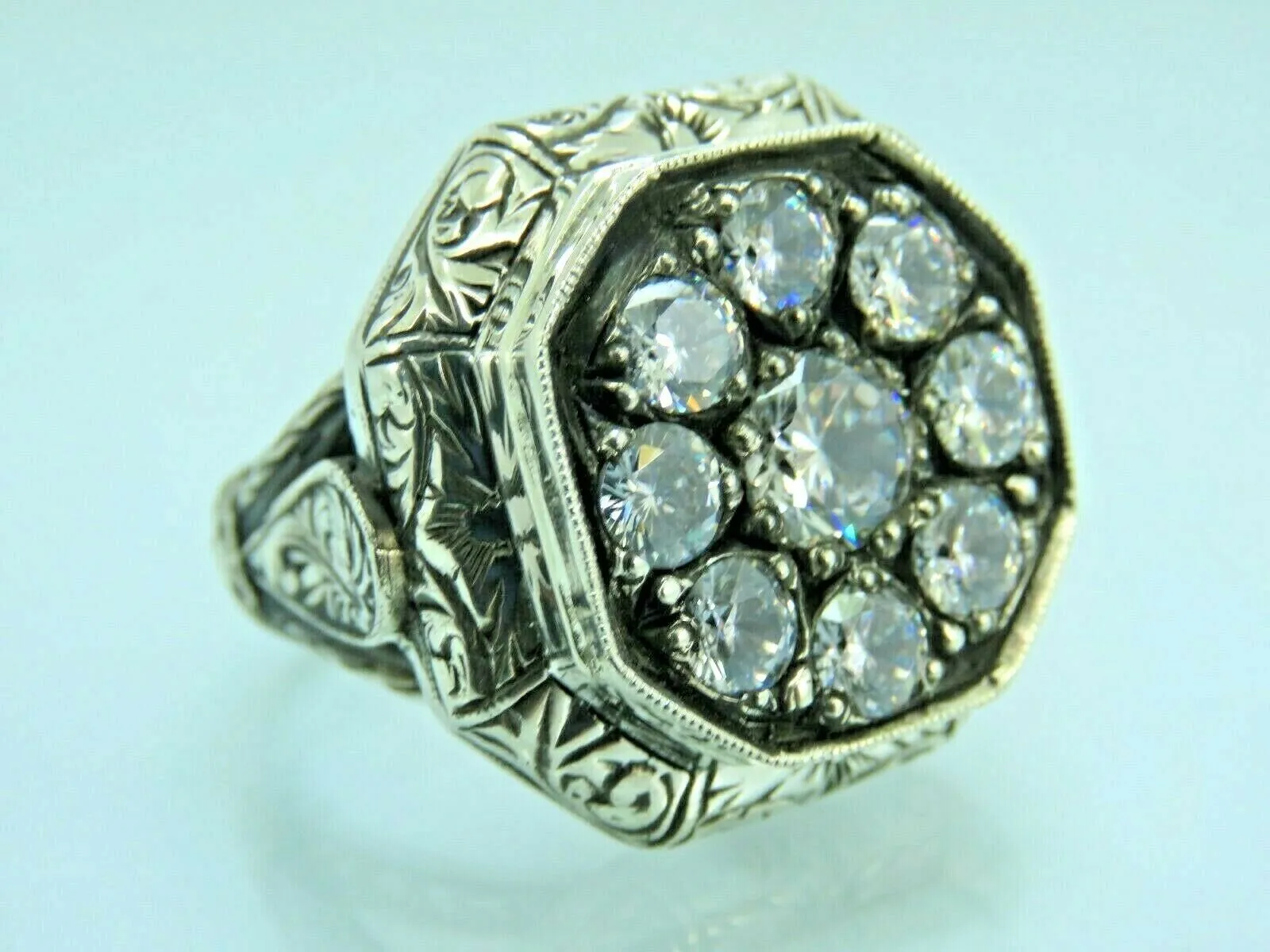 Turkish Handmade Jewelry 925 Sterling Silver Zircon Stone Mens Rings