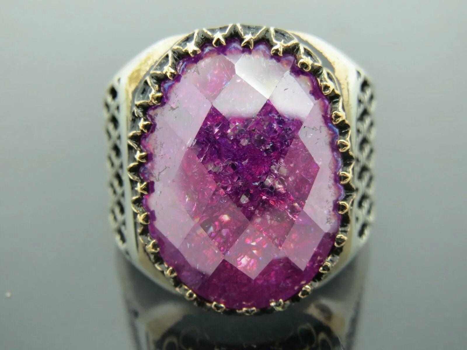 Turkish Handmade Jewelry 925 Sterling Silver Zircon Stone Mens Rings