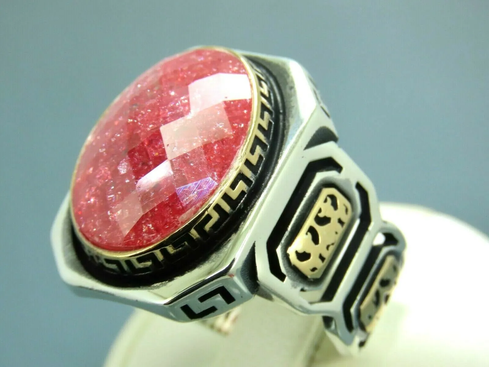 Turkish Handmade Jewelry 925 Sterling Silver Zircon Stone Mens Rings