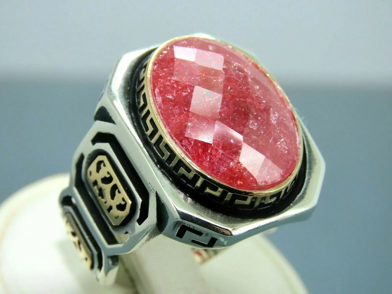 Turkish Handmade Jewelry 925 Sterling Silver Zircon Stone Mens Rings