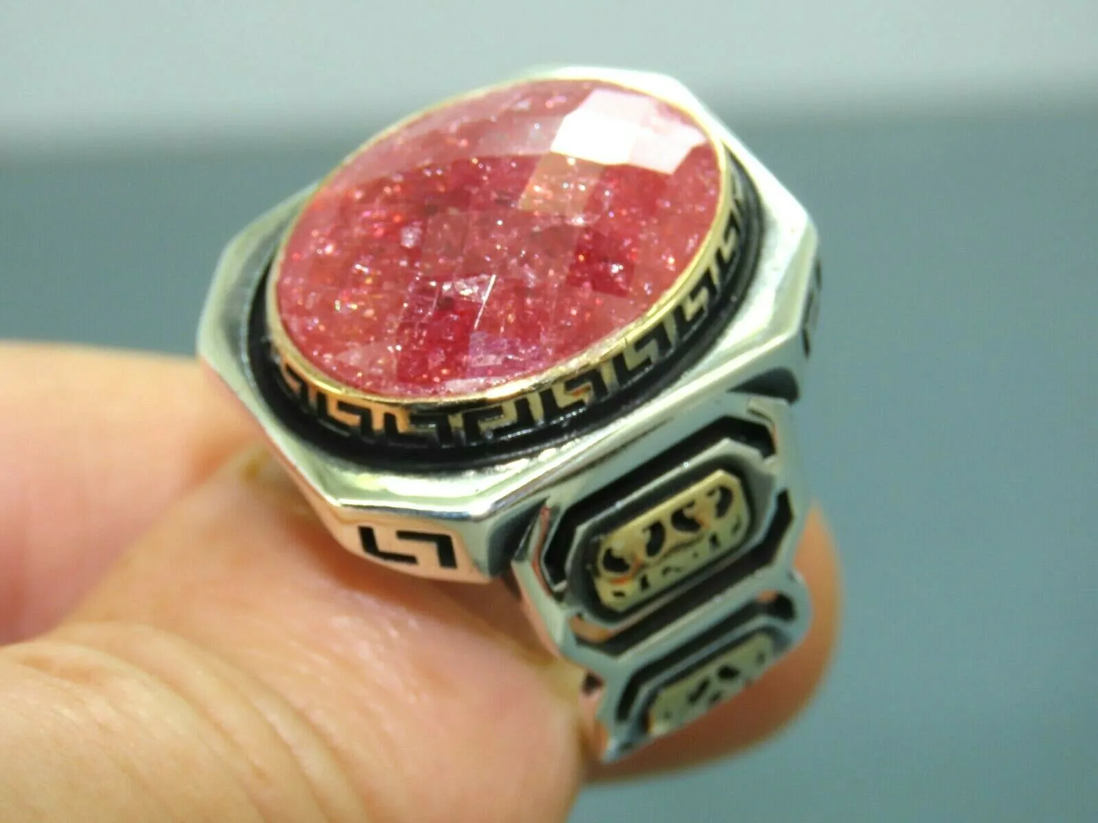 Turkish Handmade Jewelry 925 Sterling Silver Zircon Stone Mens Rings
